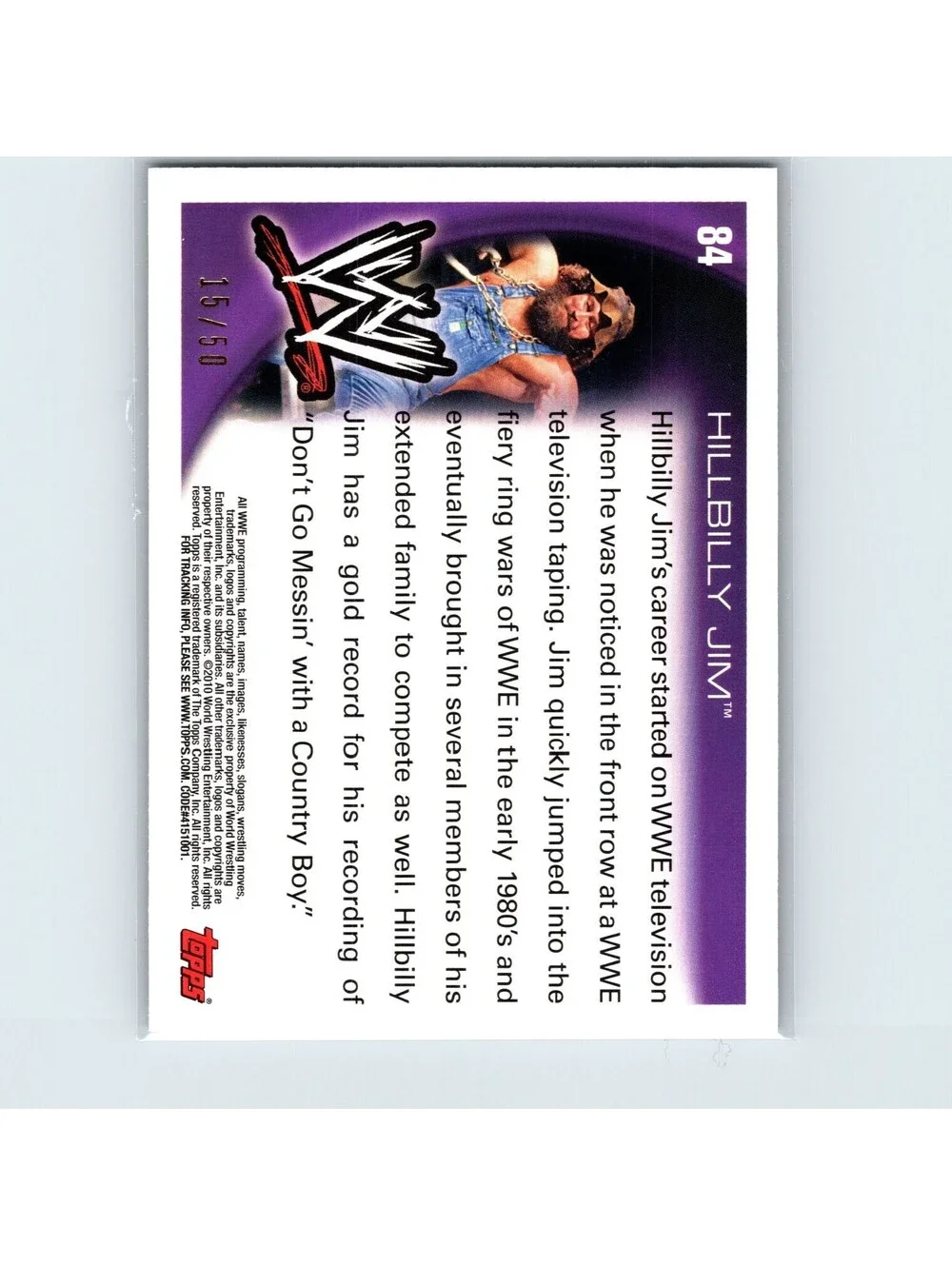 2010 Topps WWE Hillbilly Jim #84 Gold #/50